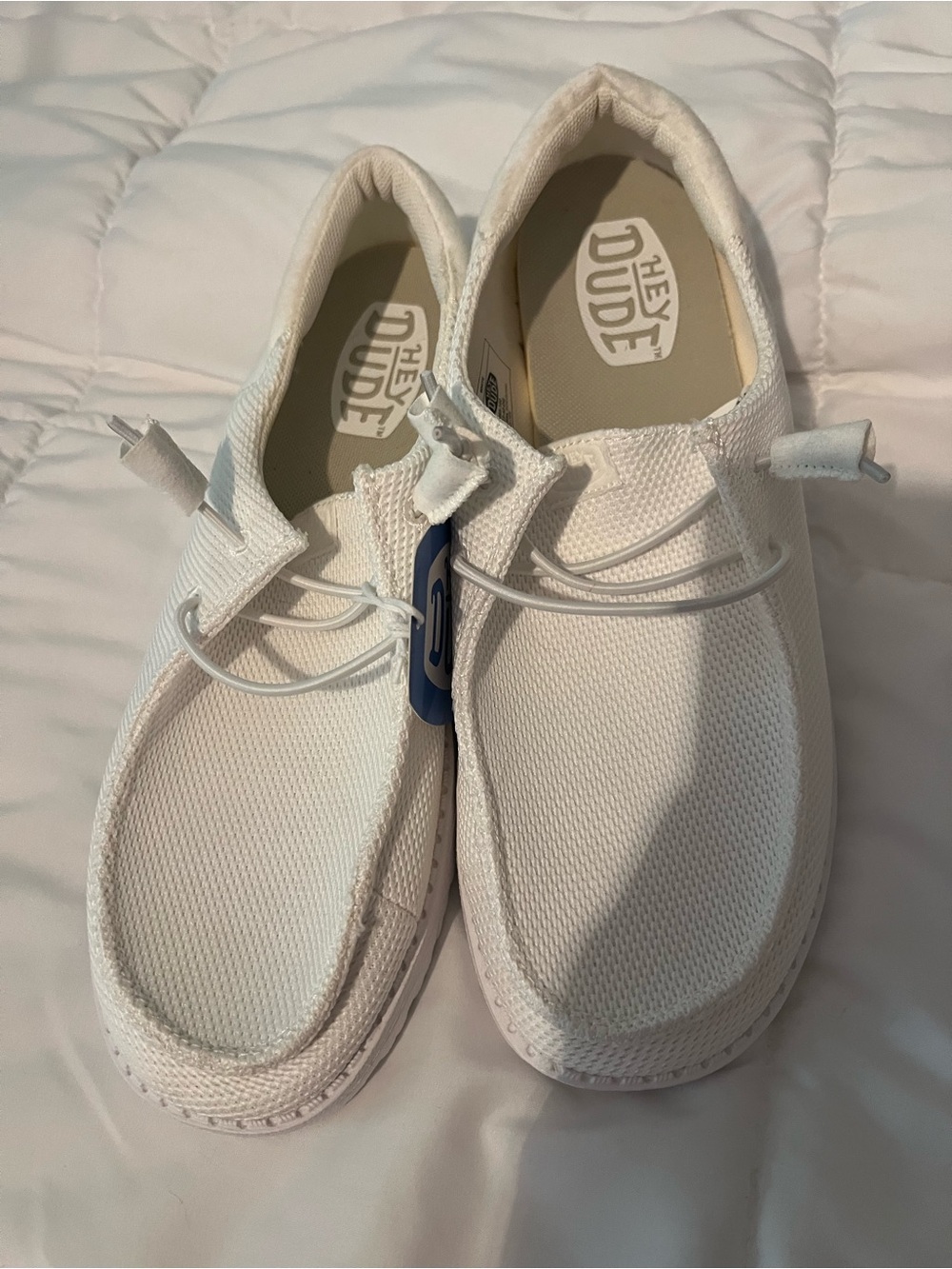 Hey Dude White Mesh Slip-On Sneakers